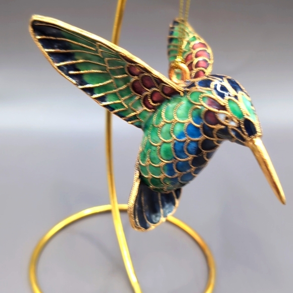 NIB Beautiful Vintage Oriental Treasures Cloisonne Enamel Hummingbird New In Box - Picture 2 of 10